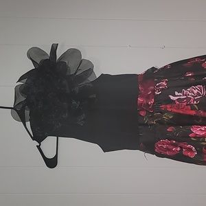New York & Company Black Floral Halter Dress